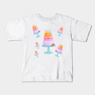 Birthday cake illustration sticker Kids T-Shirt